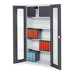 Kappes Systemschrank Serie 500 mit Privatfach RAL 7035/7016 Sichtfenstertüren 3 Fachböden