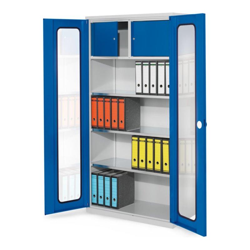 Kappes Systemschrank Serie 500 mit Privatfach RAL 7035/5010 Sichtfenstertüren 3 Fachböden