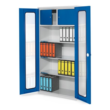 Kappes Systemschrank Serie 500 mit Privatfach RAL 7035/5010 Sichtfenstertüren 3 Fachböden