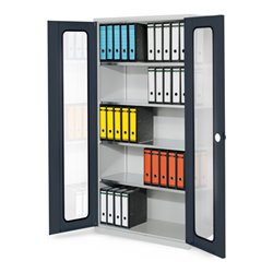 Kappes Systemschrank Serie 500 RAL 7035/7016 Sichtfenstertüren 4 Fachböden