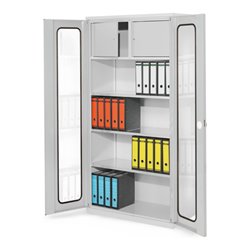 Kappes Systemschrank Serie 500 mit Privatfach RAL 7035 Sichtfenstertüren 3 Fachböden