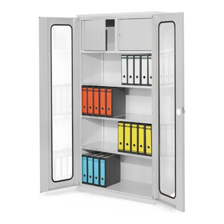 Kappes Systemschrank Serie 500 mit Privatfach RAL 7035 Sichtfenstertüren 3 Fachböden