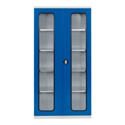 Kappes Systemschrank Serie 500 RAL 7035/5010 Sichtfenstertüren 4 Fachböden