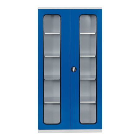 Kappes Systemschrank Serie 500 RAL 7035/5010 Sichtfenstertüren 4 Fachböden