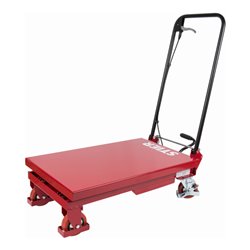 STIER Scheren-Hubtischwagen 150kg Traglast mit klappbarem Bügel