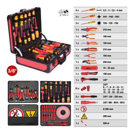 KS Tools Isolierter Werkzeug-Satz für Hybrid- und Elektrofahrzeuge, 43-tlg.