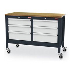 STIER Mobile Kastenwerkbank mit Schubladen, aus Stahl