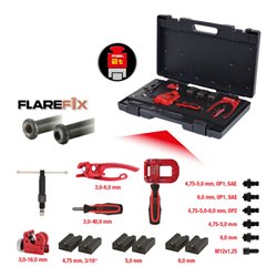 KS Tools FLAREFIX 1 Universal-Bremsleitungs-Bördelgerät-Satz mit Hydraulik-Spindel, 16-tlg.