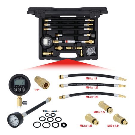 KS Tools Digitales Kompressions-Druckprüfgerät, 10-teilig