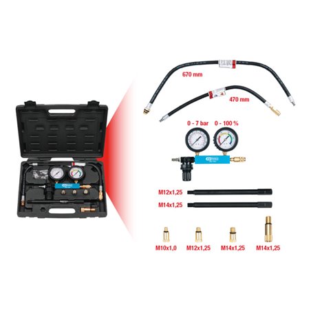 KS Tools Zylinder-Druckverlust-Tester, 9-teilig