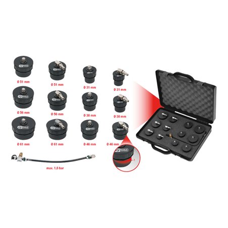 KS Tools Turbolader-Bajonett-Ladeluft-System-Prüfkoffer-Satz, 13-tlg.
