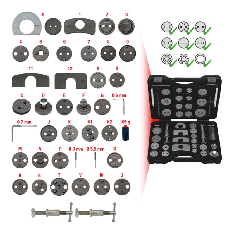 KS Tools Bremskolben-Rückstell-Werkzeug-Satz, 41-teilig