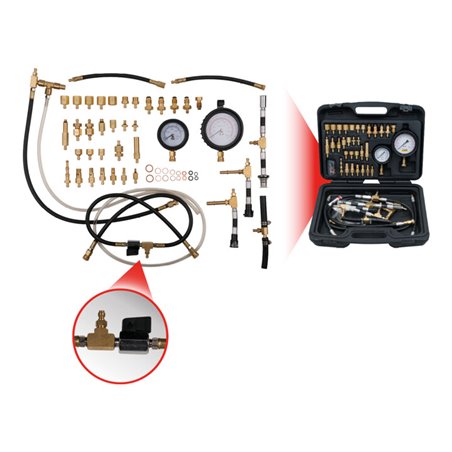 KS Tools Master Kraftstoff-Einspritzsystem-Druckprüfgerät-Satz für Ottomotoren, 42-teilig