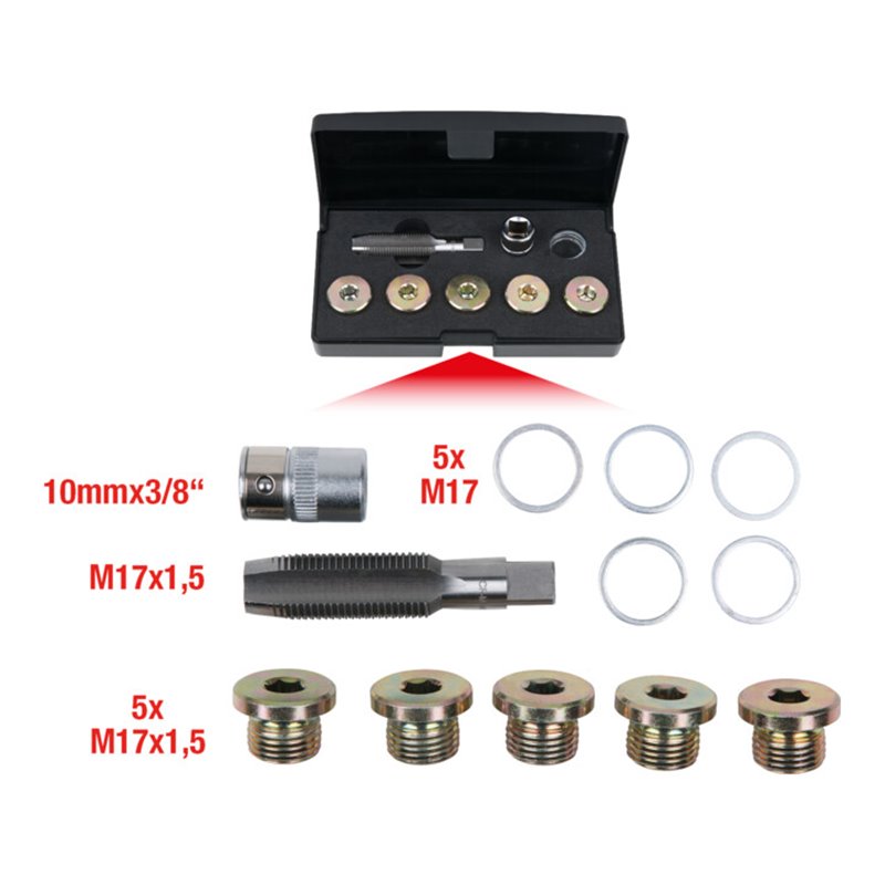 KS Tools Ölablassschrauben-Gewindereparatur-Satz, 12-teilig M17 x 1,5