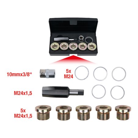 KS Tools Ölablassschrauben-Gewindereparatur-Satz, 12-teilig M24 x 1,5