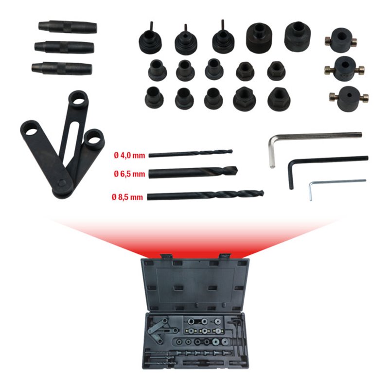 KS Tools Zylinderkopf-Bohrlehren-Satz, 28-tlg.