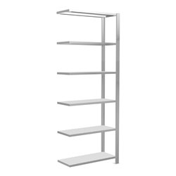 Schulte Anbauregal Stecksystem MULTIplus85, 6 Fachböden, einseitig nutzbar, Tiefe 300 mm, Aussteifung durch Kreuzstrebe, mit Ans