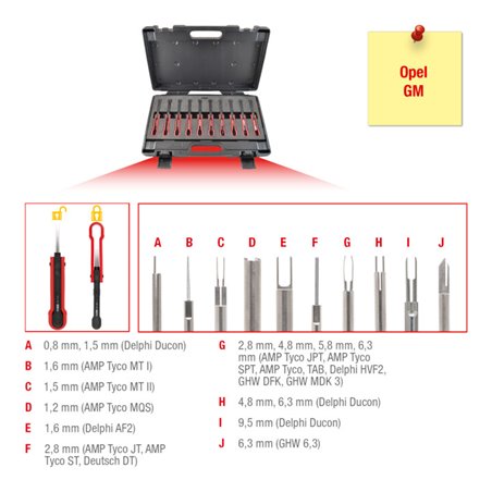 KS Tools Entriegelungswerkzeug-Satz, 10-teilig für Opel / GM Steckkontakte