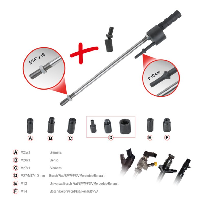 KS Tools Druckluft-Meißel-Injektoren-Auszieh-Satz, 10-teilig