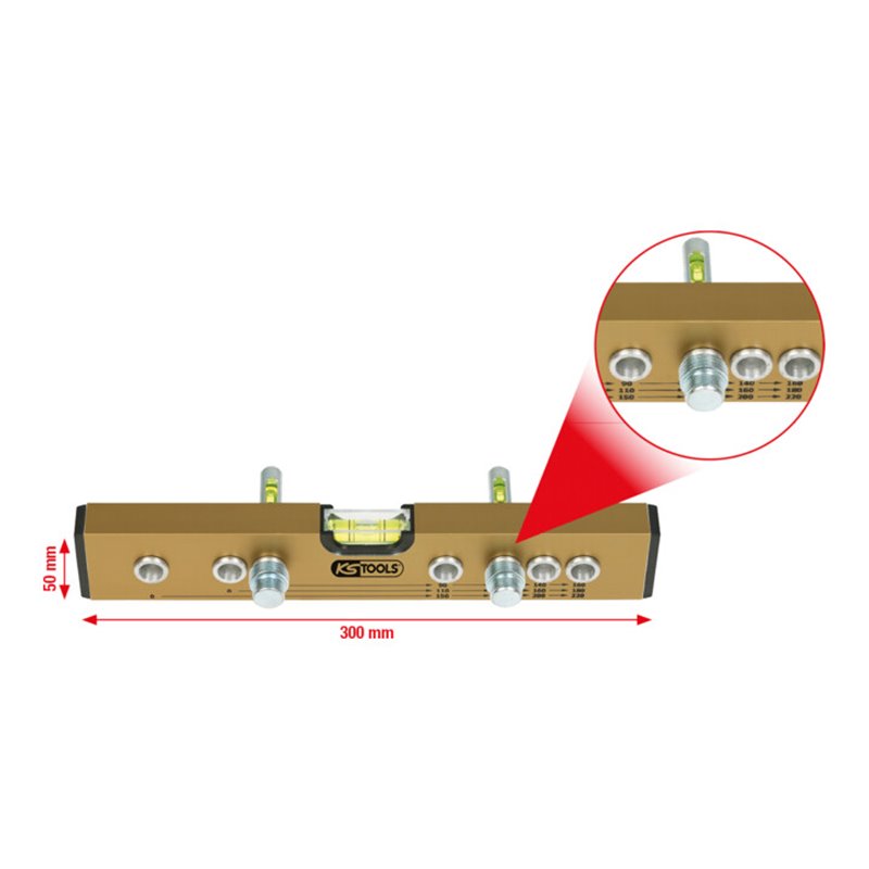 KS Tools Normabstandswasserwaage / Montage-Anschluss-Lehre, 300 mm