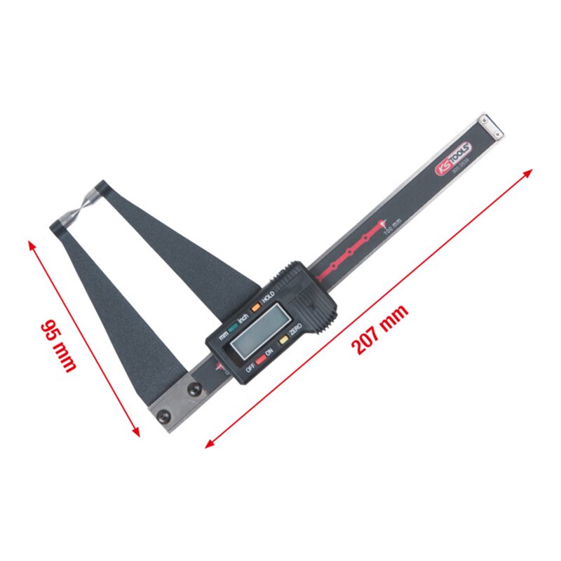 KS Tools Digital-Bremsscheiben-Prüflehre LKW, 0-100mm