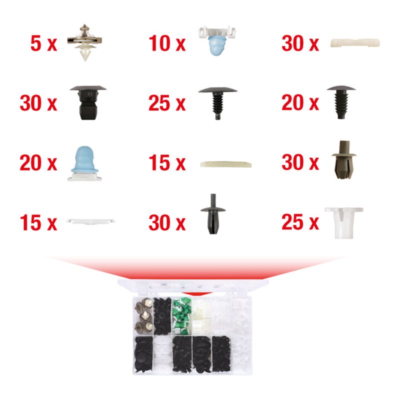 KS Tools Befestigungs-Clip-Satz für Volkswagen, 255-teilig