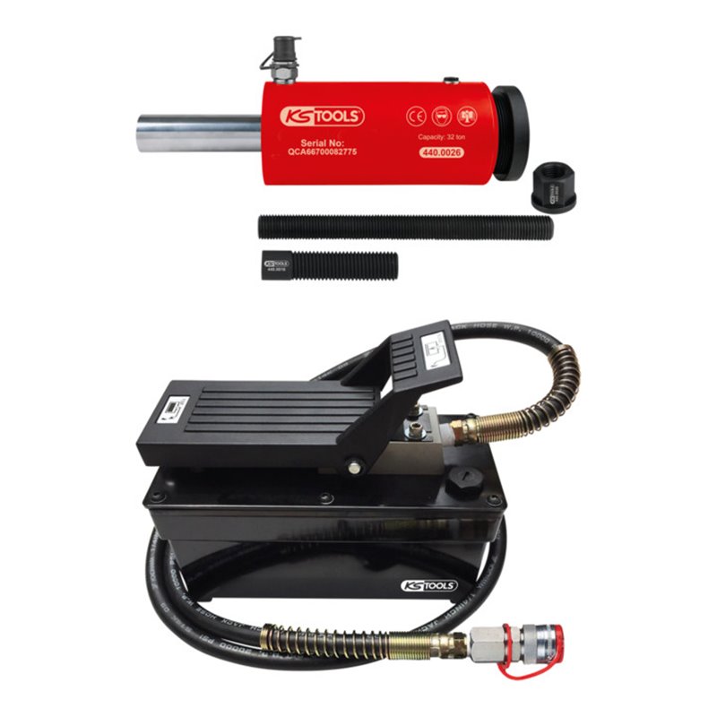 KS Tools Hydraulik-Einheit 32t, mit Luft-Hydraulik-Pumpe, 9-teilig