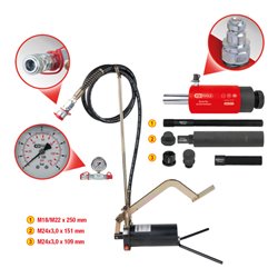 KS Tools Hydraulik-Einheit 22t, mit Hydraulik-Pumpe und Manometer, 15-tlg.