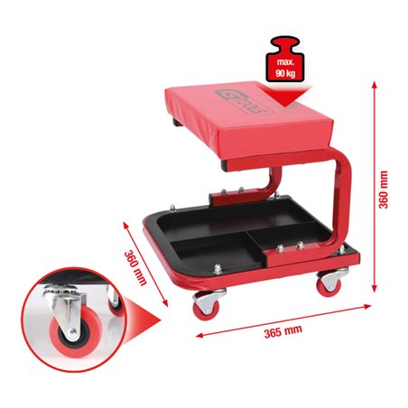 KS Tools Fahrbarer Werkstatthocker, L440xB360xH360mm