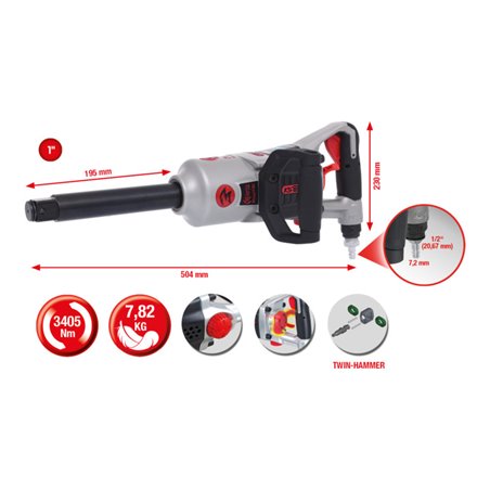 KS Tools 1' superMONSTER Hochleistungs-Druckluft-Schlagschrauber 3405Nm 504 mm