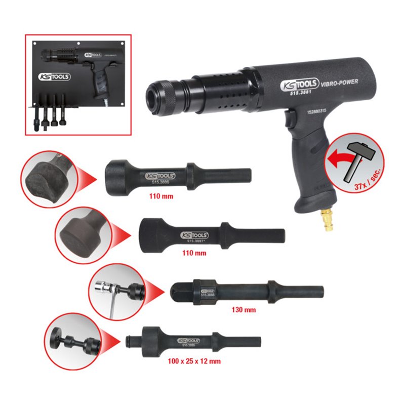 KS Tools Vibro-Impact Druckluft-Meißelhammer-Satz, 6-tlg.