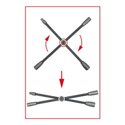 KS Tools Radkreuzschlüssel mit Gleitgelenk f.PKW,3/4'x24x27x32mm