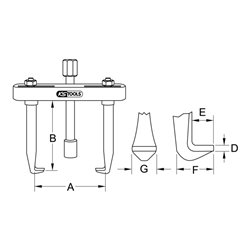 KS Tools Scheibenwischarm-Abzieher 2armig,20-60mm
