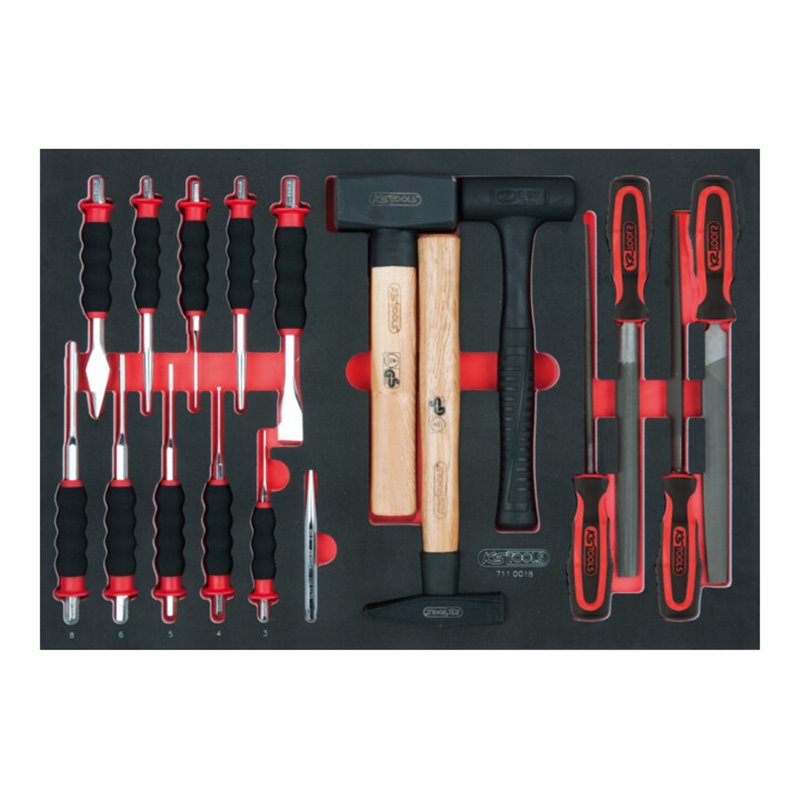 KS Tools SCS Feilen-, Meißel- und Hammer-Satz, 18-teilig in 1/1 Systemeinlage