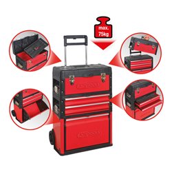 KS Tools Fahrbarer Kunststoff-Stahlblech-Werkzeugkasten