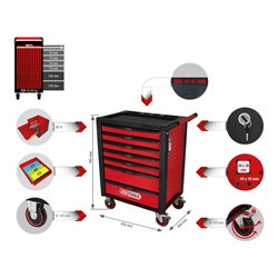 KS Tools RACINGline SCHWARZ/ROT Werkstattwagen mit 7 Schubladen