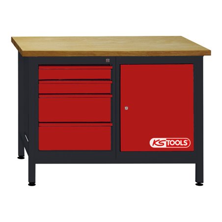KS Tools Werkbank mit 4 Schubladen und 1 Tür, H840xB1200xT500mm