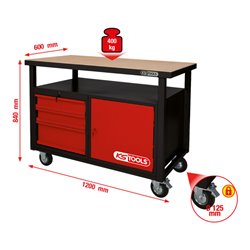 KS Tools Fahrbare Werkbank mit 3 Schubladen und 1 Tür