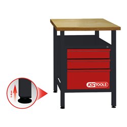 KS Tools Werkbank mit 3 Schubladen, H840xB600xT600mm