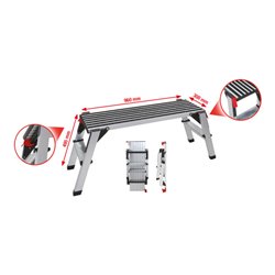 KS Tools Aluminium-Sicherheits-Laufbühne, L1000xB405xH480 mm