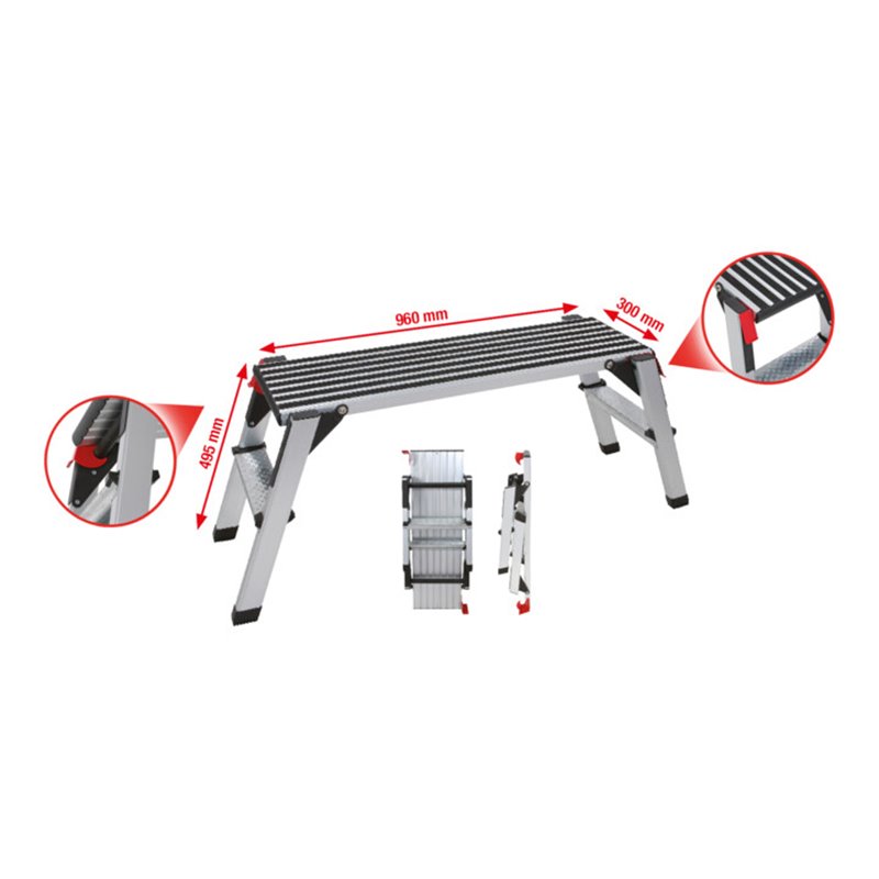 KS Tools Aluminium-Sicherheits-Laufbühne, L1000xB405xH480 mm