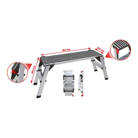 KS Tools Aluminium-Sicherheits-Laufbühne, L1000xB405xH480 mm