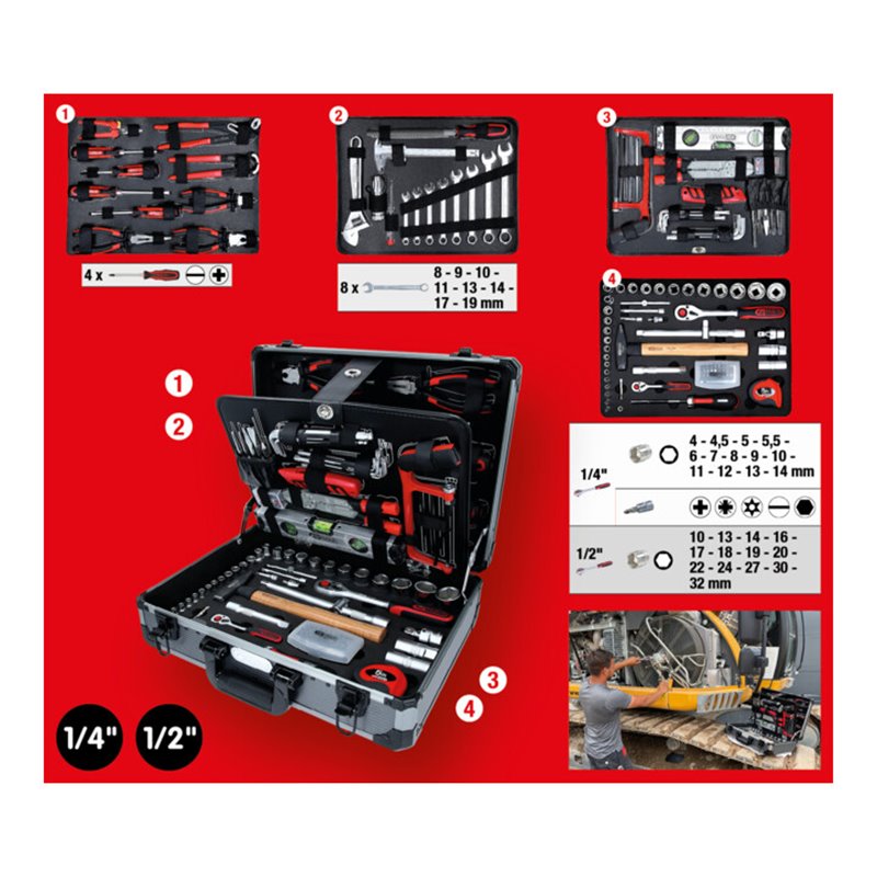KS Tools 1/4 Zoll+1/2 Zoll Werkzeug-Satz, 127-tlg.