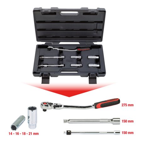 KS Tools 3/8' CHROMEplus Zündkerzen-Service-Satz, 7-teilig