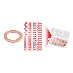 KS Tools Sortiment Kupfer-Dichtringe, Ø 5-17,5mm, 150-teilig