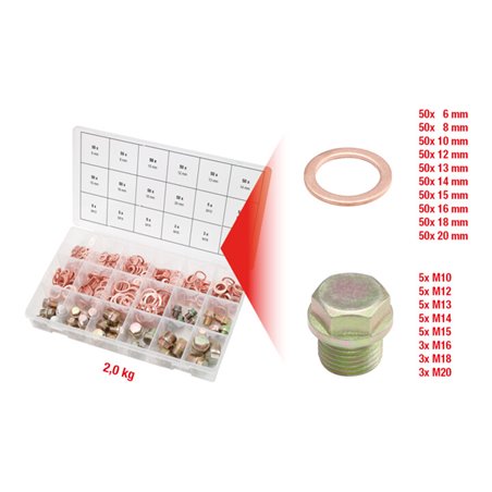 KS Tools Sortiment Ölwannenschrauben und -dichtringe, 534-teilig