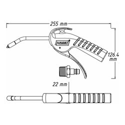 HAZET Ausblaspistole 100 mm, geräuscharm mit gebogenem Rohr 9040P-3