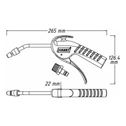 HAZET Ausblaspistole 100 mm, mit Venturidüse und gebogenem Rohr 9040P-4