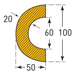 Moravia Prallschutz MORION Rohrschutz 60 für Rohre 50 - 70 mm gelb/schwarz magnetisch