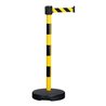 Moravia Gurt-Warnständer BASIC mit schwarz/gelb schraffiert Band Länge 3000 mm, 50 x 950 mm